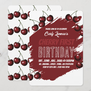 Cherry Design, Cherry First Birthday Invitation