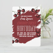 Cherry Design, Cherry First Birthday Invitation Kaart (Staand voorkant)