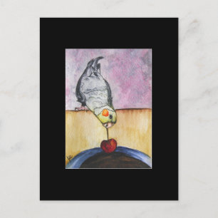 Cherry Dip (cockatiel) ACEO Art Trading Card Briefkaart