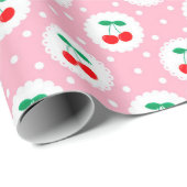 Cherry Dot Pattern – Retro Fruit Gift & Decor Cadeaupapier (Rol Hoek)