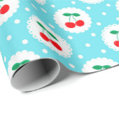 Cherry Dot Pattern – Retro Fruit Gift & Decor Cadeaupapier (Rol Hoek)