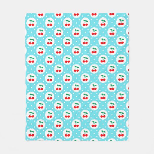 Cherry Dot Pattern – Retro Fruit Gift & Decor Fleece Deken (Voorkant)