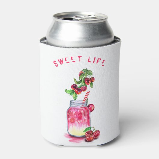 Cherry Drink Koelbox - aangepaste tekst Blikjeskoeler (Blikje Voorkant)