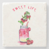 Cherry Drink Stone Onderzetter - aangepaste tekst (Voorkant)