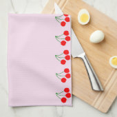 Cherry Edges on Pink Kitchen Towels Theedoek (Quarter Fold)