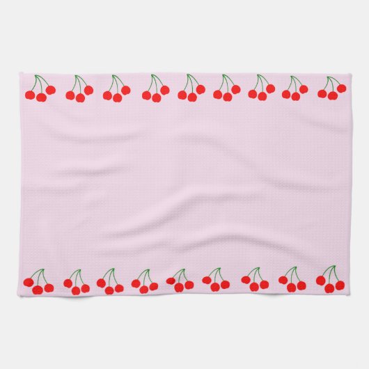 Cherry Edges on Pink Kitchen Towels Theedoek (Horizontaal)