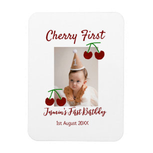 Cherry eerste gelukkige verjaardagsfoto kinder mod magneet