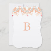 Cherry en Peach Damask Wedding Invitation Kaart (Achterkant)