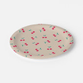 Cherry esthetics Cherry Pattern Beige Papieren Bordje (Gekanteld)