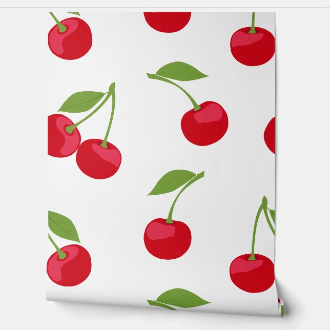 Cherry esthetisch Schattige kersenpatroon Behang (Afrollen)