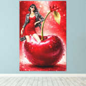Cherry Fashion Illustration Wall Art Print (Insitu (Houten vloer))