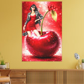 Cherry Fashion Illustration Wall Art Print (Insitu (Woonkamer))