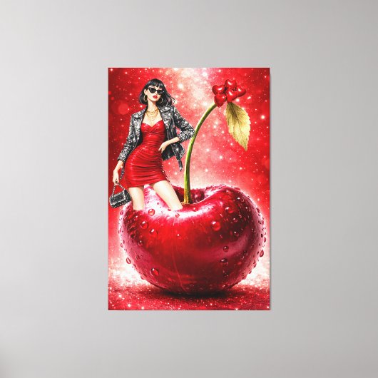 Cherry Fashion Illustration Wall Art Print (Voorkant)