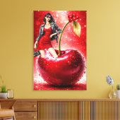 Cherry Fashion Illustration Wall Art Print (Insitu (Woonkamer))