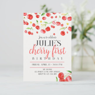 Cherry first birthday aankondiging