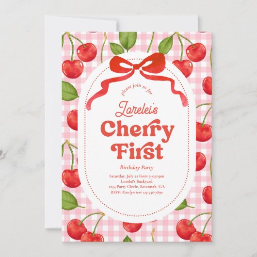 Cherry First Birthday Invitation (Devant)
