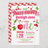 Cherry First Birthday Invitation (Devant / Derrière)