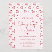 Cherry First Birthday Kaart (Voorkant / Achterkant)