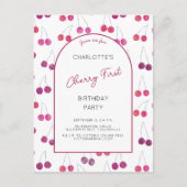 Cherry First Birthday Party Invitation (Devant)