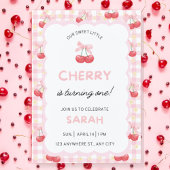 Cherry First Birthday Party Invitation