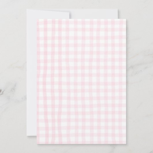 Cherry First Birthday Pink Gingham Girls One Year Kaart (Achterkant)