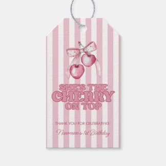 Cherry First Coquette Girls 1st Birthday Favor Cadeaulabel