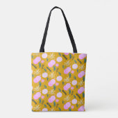 Cherry Floral Greenery Pattern Yellow Pink Tas (Achterkant)