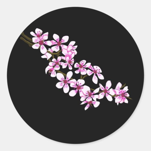 Cherry flowers ronde sticker (Voorkant)