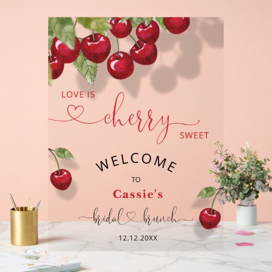 Cherry Fruit Bridal Brunch Welkom Acryl Bord (Huwelijk)