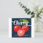 Cherry  Fruit Label Retro Briefkaart (Staand voorkant)