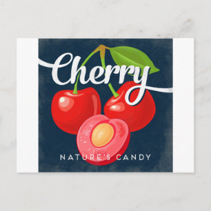 Cherry  Fruit Label Retro Briefkaart
