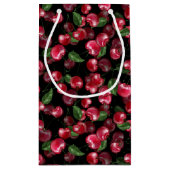 Cherry Fruit op zwart Klein Cadeauzakje (Achterkant)