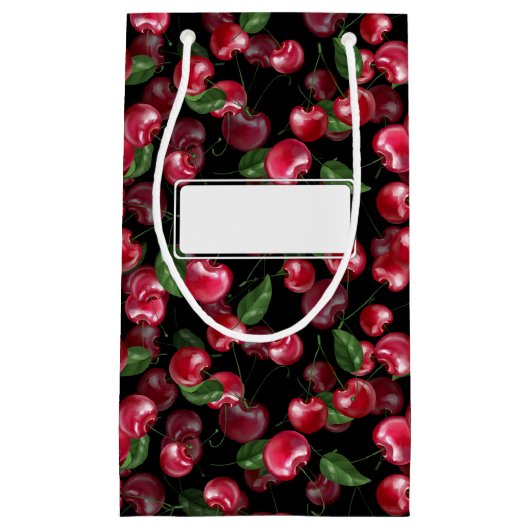 Cherry Fruit op zwart Klein Cadeauzakje (Voorkant)