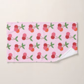 Cherry Fruit Pattern in roze and Red Personalized Bad Handdoek (Handdoek)