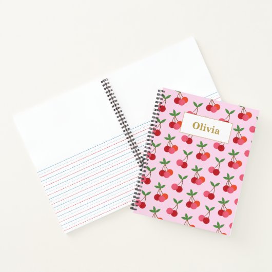 Cherry Fruit Pattern Personalized Story Journal Notitieboek (Binnen)