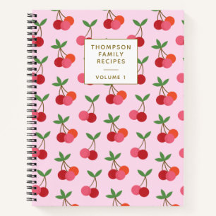 Cherry Fruit Pattern Red roze Personalized Recipes Notitieboek