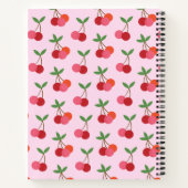 Cherry Fruit Pattern Retro Red Pink gepersonalisee Notitieboek (Achterkant)