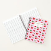 Cherry Fruit Pattern Retro Red Pink gepersonalisee Notitieboek (Binnen)