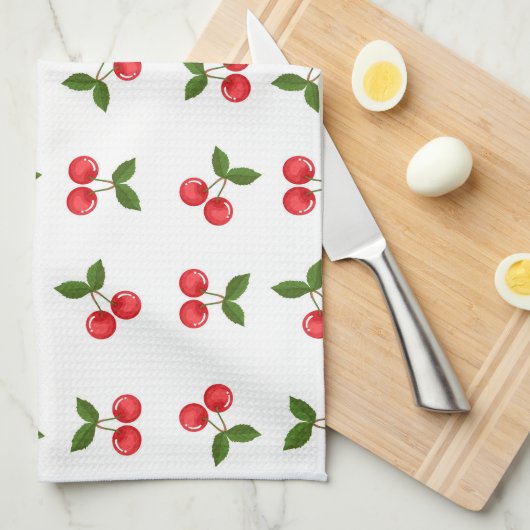 Cherry Fruit Pattern Theedoek (Quarter Fold)