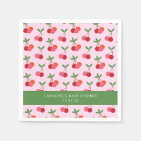 Cherry Fruit Roze Green Cute Custom Baby shower