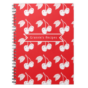 Cherry Fruit Woodcut Patroon Gepersonaliseerd Notitieboek