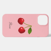 Cherry Fruits & Name on Light Roze iPhone Hoesje (Achterkant horizontaal)