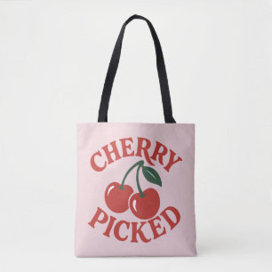Cherry Geplukte Trendy Retro Fruit Grafisch Draagtas