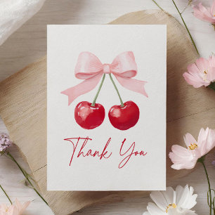 Cherry Gingham Baby shower Bedankkaart
