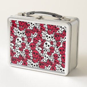 Cherry Gothic Skull Pattern Print