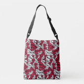 Cherry Gothic Skull Pattern Print Crossbody Tas (Achterkant)