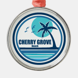 Cherry Grove Beach South Carolina Palmboom Vogels Metalen Ornament