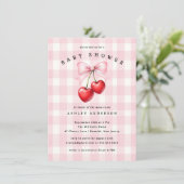 Cherry Heart Baby shower Invitation (Debout devant)