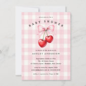 Cherry Heart Baby shower Invitation (Devant)