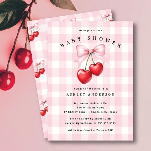 Cherry Heart Baby shower Invitation